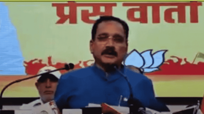 Delhi BJP chief Virendra Sachdeva addresses a press conference in Delhi | ANI