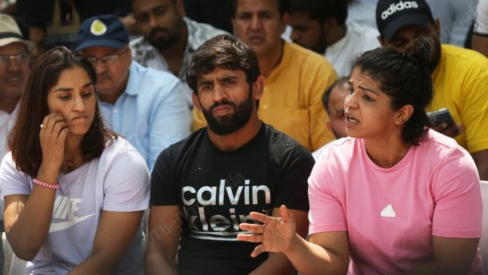 File photo of wrestlers protesting at New Delhi's Jantar Mantar | Manisha Mondal | ThePrint