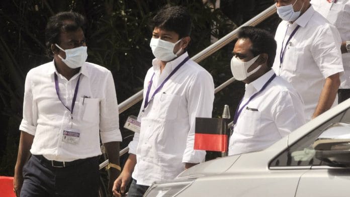 File photo of DMK leader and Tamil Nadu sports minister Udhayanidhi Stalin on his way to the state assembly | ANI