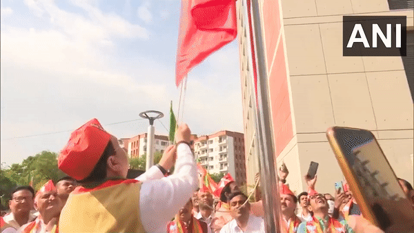Delhi: JP Nadda hoists party flag at BJP headquarters on party's 44th Foundation Day