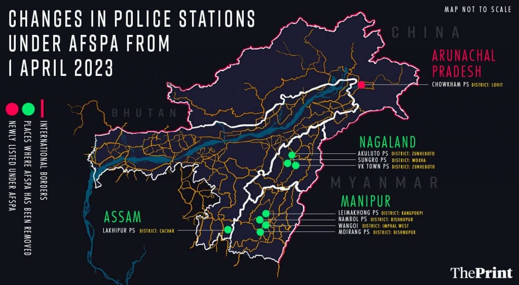 Map of AFSPA changes since 1 April 2023