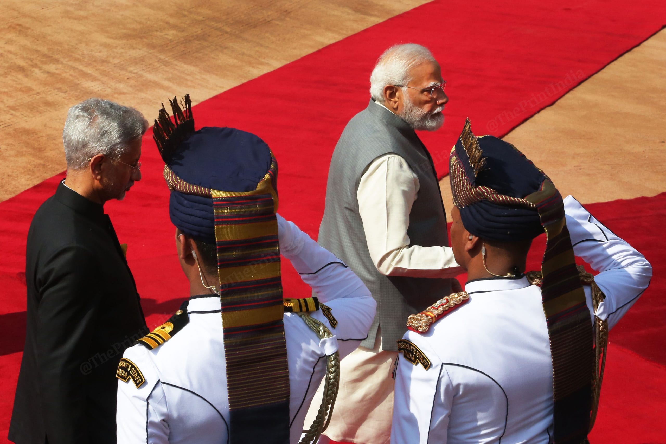 PM Modi arrives at Rashtrapati Bhavan, received external affairs minister S, Jaishankar | Photo: Praveen Jain | ThePrint.in