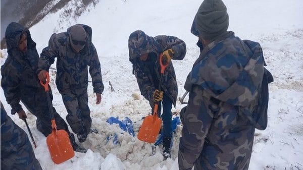 Rescue officials carrying out the search operation in Nepal on Tuesday | Photo: Armed Police Force, Darchula