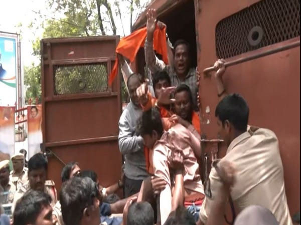 Bajrang Dal detained in Hyderabad for protesting against Congress' Karnataka manifesto