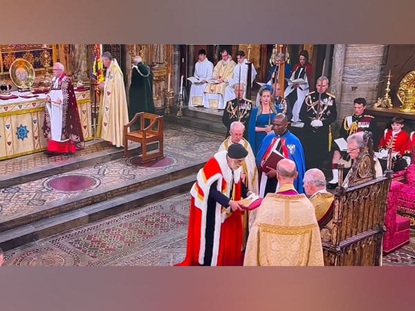 British Sikh Lord Indarjit Singh presents Glove to King Charles III on Coronation