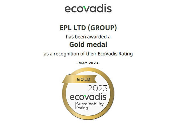 EPL Limited awarded a Gold Medal by EcoVadis for Sustainability