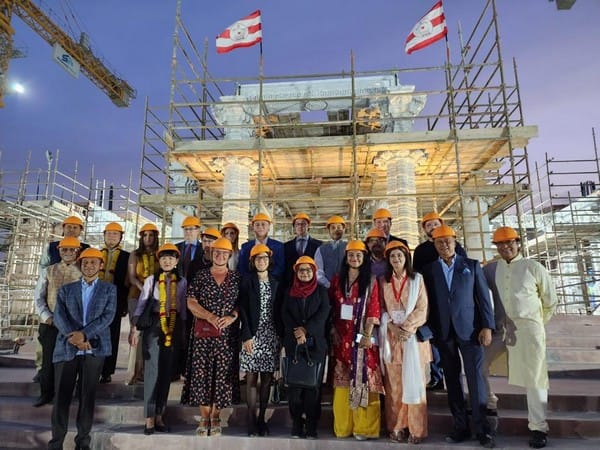 Resident envoys visit under-construction BAPS Hindu Temple complex in Abu Dhabi
