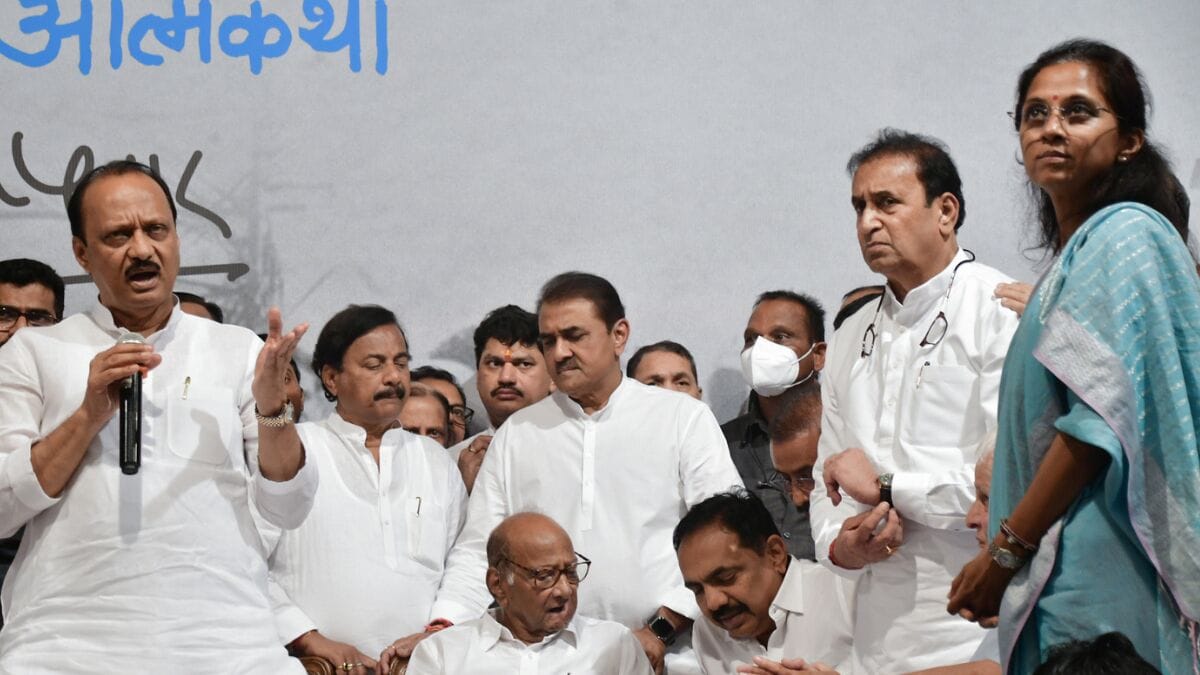 Nationalist Congress Party (NCP) leader Ajit Pawar addresses media on Tuesday after Sharad Pawar decided to step down | ANI