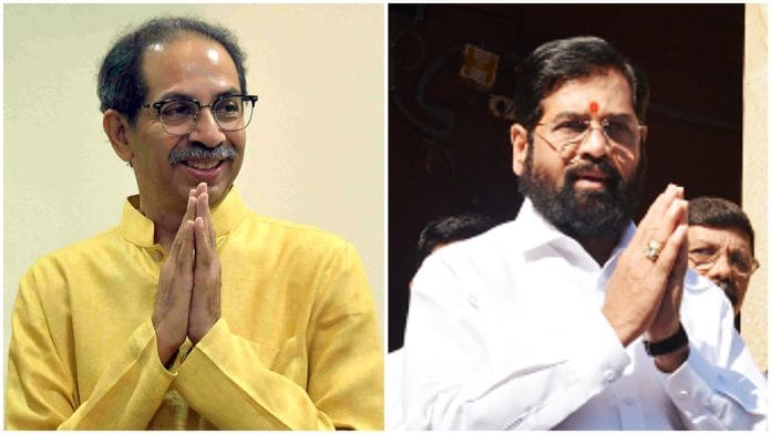 File photos of Shiv Sena (UBT) chief Uddhav Thackeray and Maharashtra CM Eknath Shinde | ANI