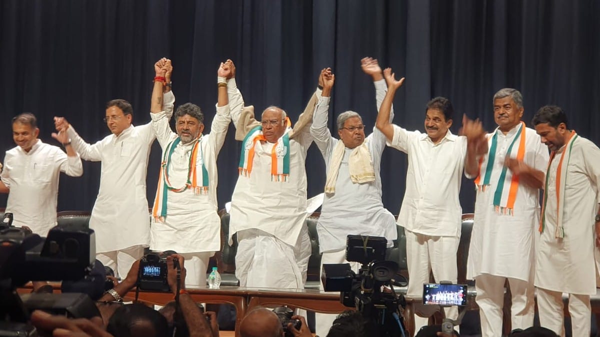 Congress leaders during press interaction in Bengaluru, Saturday | By special arrangement