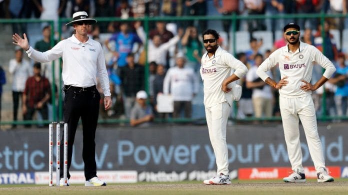 Umpire Michael Gough signals for a no-ball | Reuters