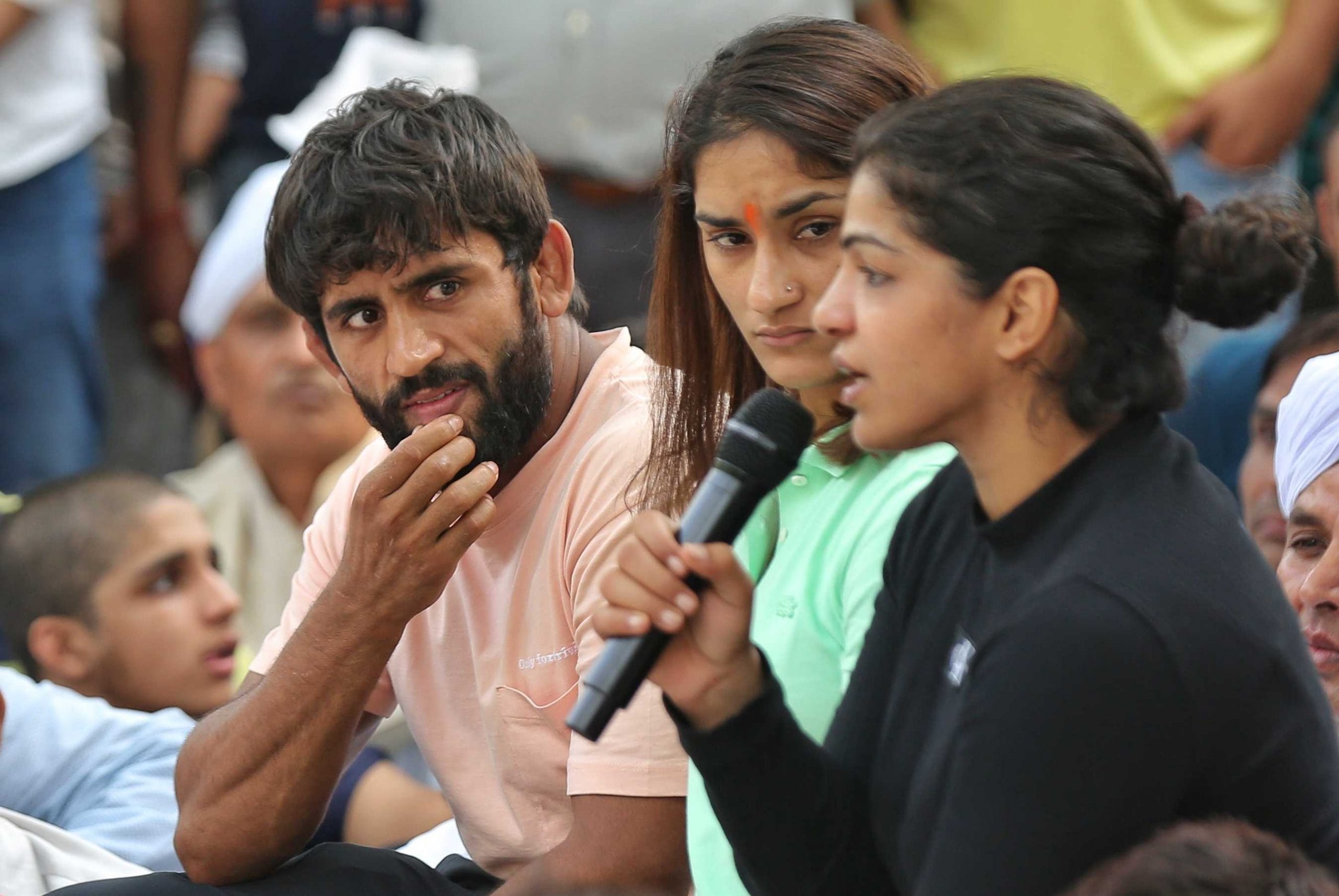 Indian wrestlers protest at Jantar Mantar
