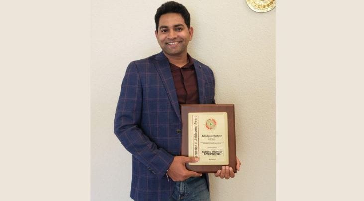 Rathnakumar Udayakumar awarded International Achievers’ Award by Indian Achievers’ Forum in Dubai