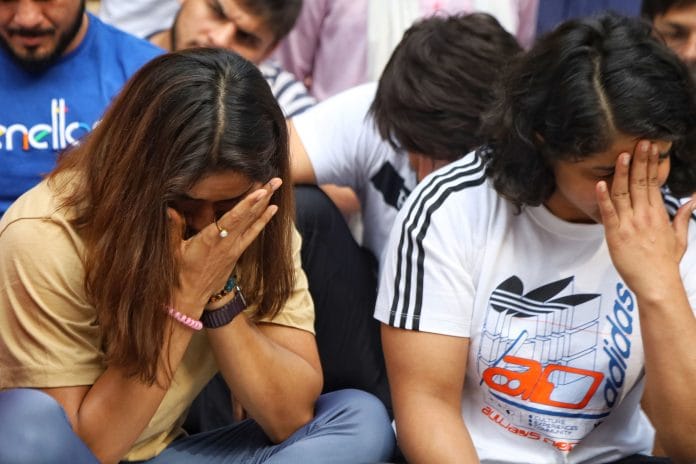 Indian wrestlers protest at Jantar Mantar