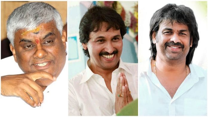 File photo of H.D. Revanna, Kumar Bangarappa & Madhu Bangarappa | Twitter/Facebook