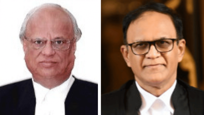File photos of Justice Ramesh Dhanuka (L) and Justice Sanjay V. Gangapurwala | Courtesy: bombayhighcourt.nic.in/