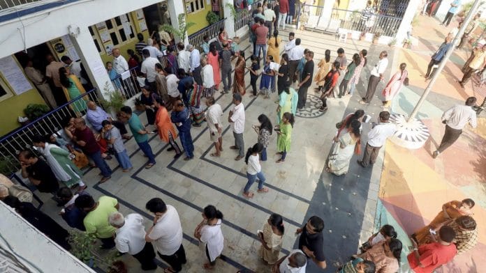 Voters at a polling station in Bengaluru, Wednesday | ANI