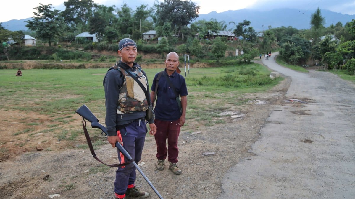 Some Kuki villagers stand guard Saturday | Suraj Singh Bisht | ThePrint
