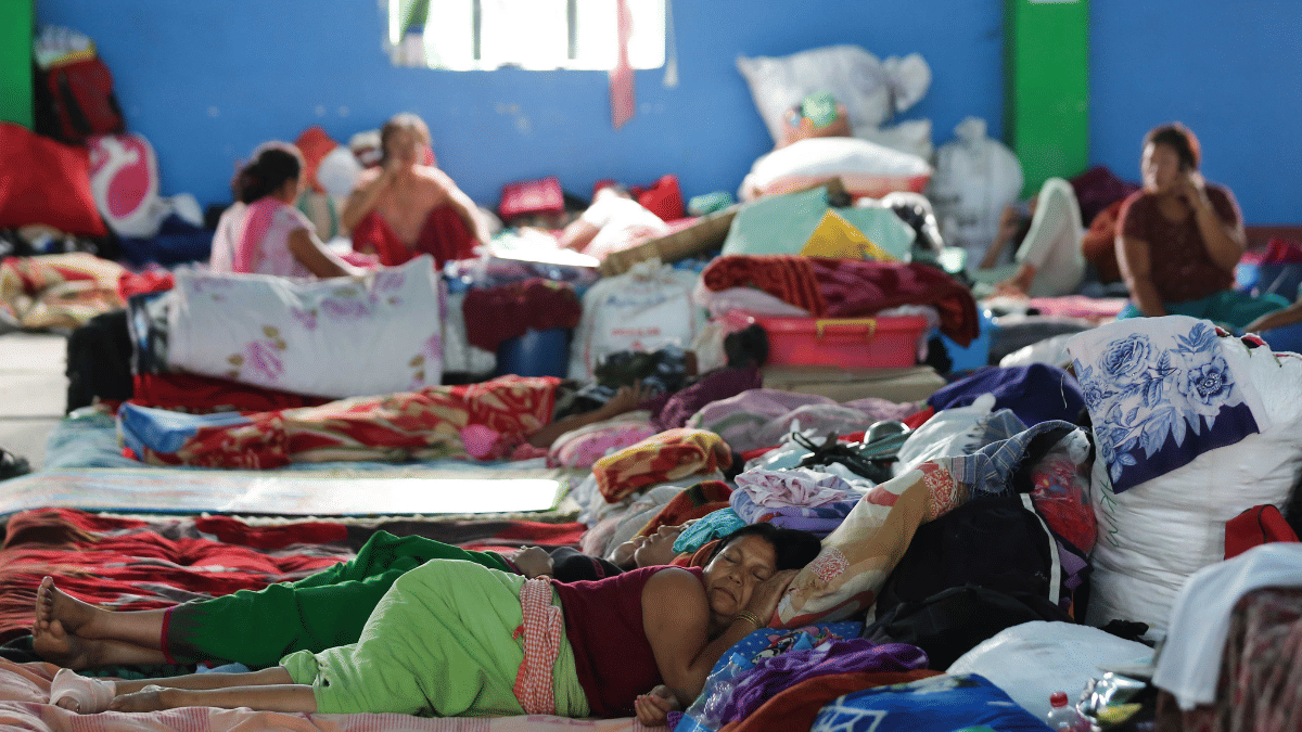 People from the violence-hit areas at Naorem Birahari College that has been turned into a temporary relief camp | Suraj Singh Bisht | ThePrint