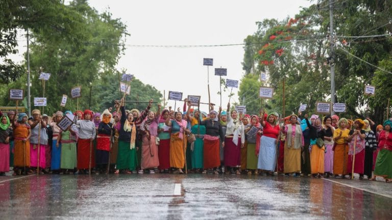 ‘Mute spectators’: Bishnupur women block security forces after fresh violence in Manipur villages