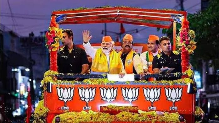 Prime Minister Narendra Modi during a roadshow in Karnataka's Kalaburagi last week | Photo: PTI