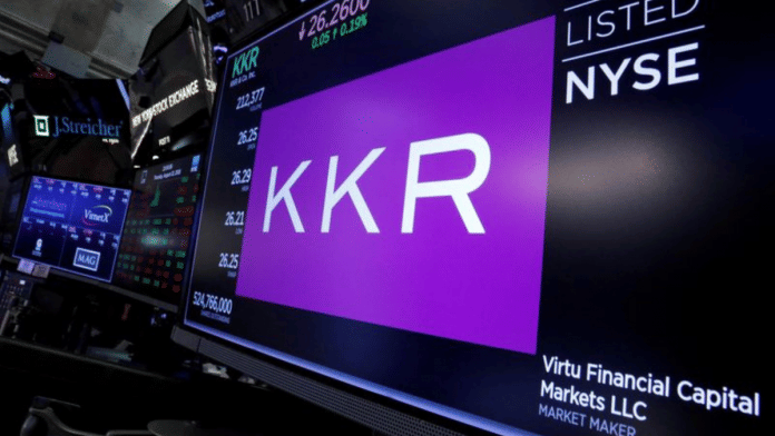 Trading information for KKR Co is displayed on a screen on the floor of the New York Stock Exchange in US | Reuters/Brendan McDermid