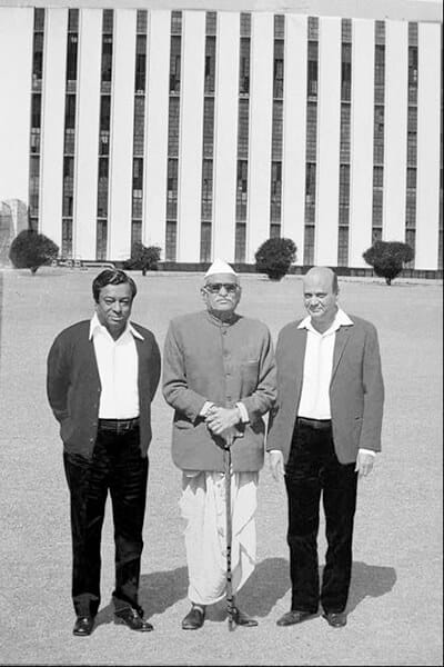 Verghese Kurien (left), the father of Operation Flood, Tribhuvandas Patel, the founder of Kaira District Cooperative Milk Producers’ Union and the Anand Cooperative movement, and HM Dalaya, the inventor of the first spray-drier for buffalo milk in the world which revolutionized Indian dairy farming.