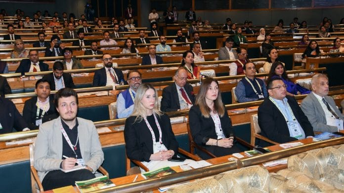 Delegates attend the 3rd G20 Tourism Working Group Meeting at Sher-i-Kashmir International Convention Centre in Srinagar Tuesday | ANI