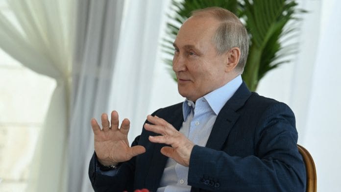 Russian President Vladimir Putin speaks during a meeting with Belarusian President Alexander Lukashenko at the Bocharov Ruchei residence in Sochi, Russia | Reuters