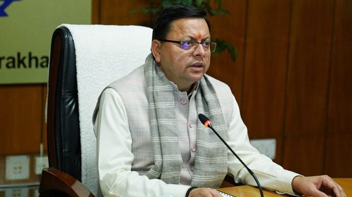 Uttarakhand Chief Minister Pushkar Singh Dhami chairs a high-level meeting on Joshimath landslides, at the Secretariat | File Photo: ANI