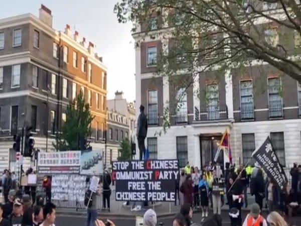 Protests held outside Chinese embassy in London to commemorate Tiananmen Square massacre