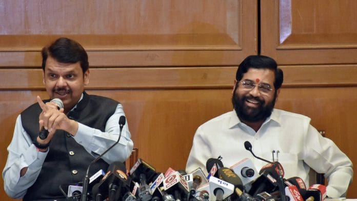 Maharashtra Dy CM Devendra Fadnavis (L) and CM Eknath Shinde (R) | ANI file photo