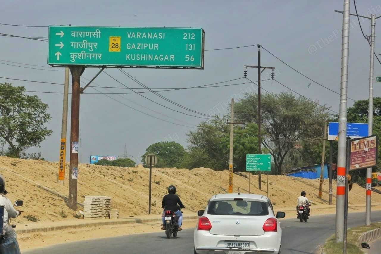 Construction work underway at Lucknow-Gorakhpur Road | Photo: Praveen Jain | ThePrint
