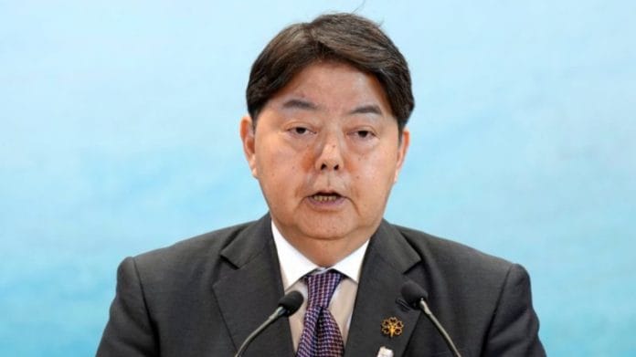 Japanese Foreign Minister Yoshimasa Hayashi speaks during the Presidency Press Conference at the G7 Foreign Ministers' Meeting | Reuters file photo/Eugene Hoshiko/Pool via Reuters