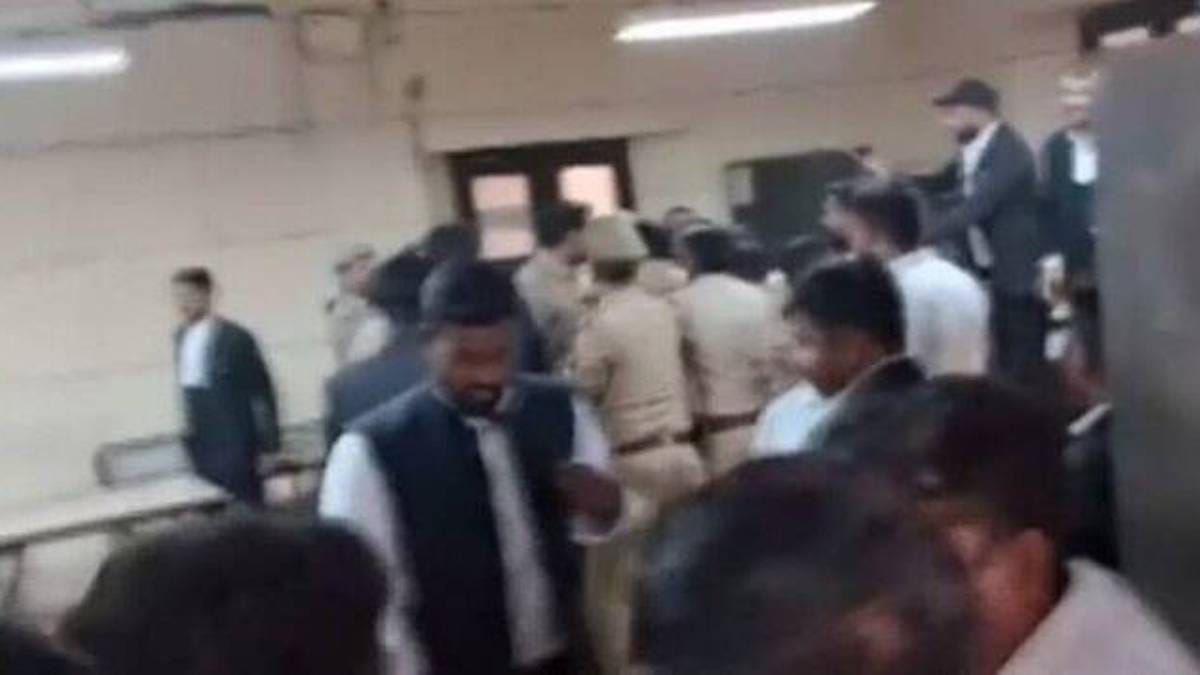 Commotion inside the Lucknow court Wednesday after Jeeva was shot dead | ANI