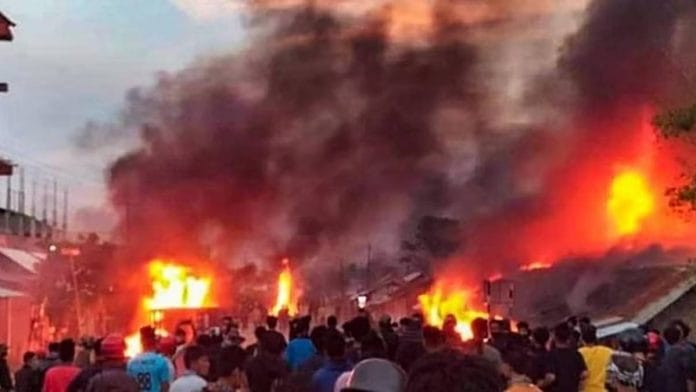 An image of the recent violence in Manipur | Photo: PTI