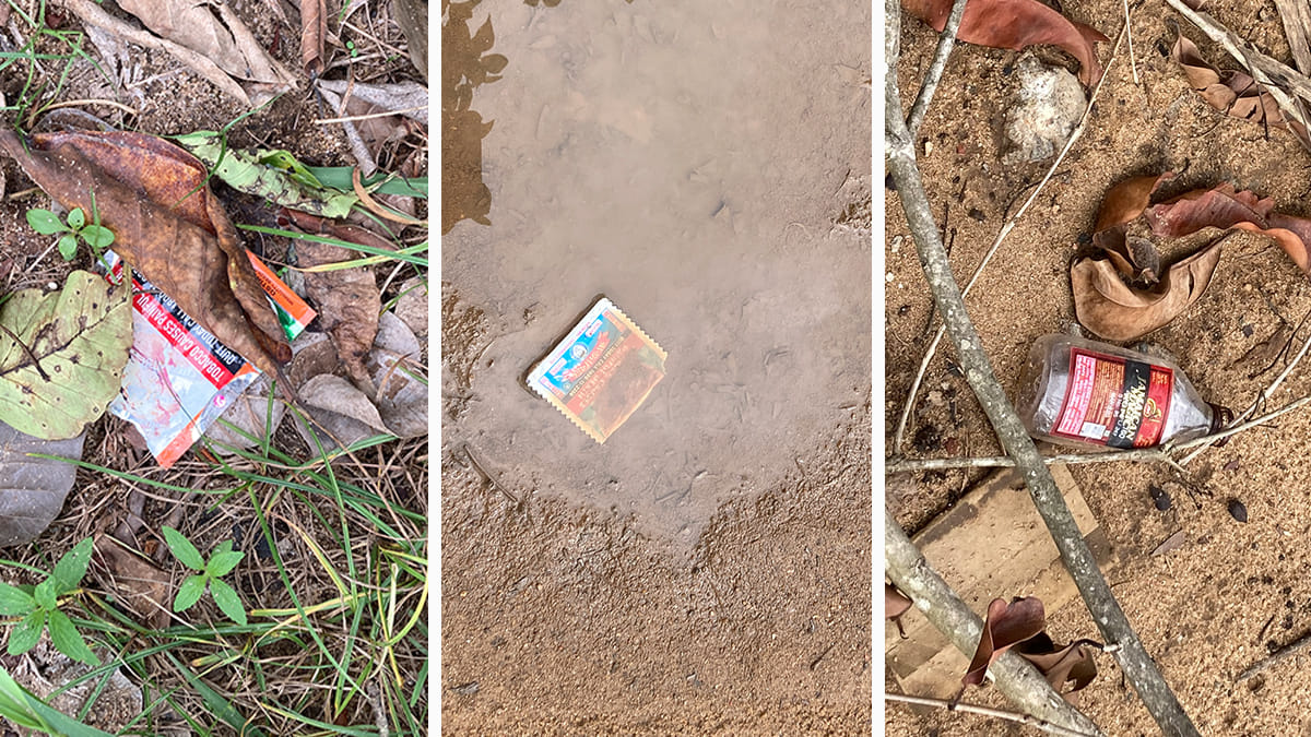 Wrappers of tobacco products, bottle of liquor lying around on temple grounds | Vandana Menon | ThePrint