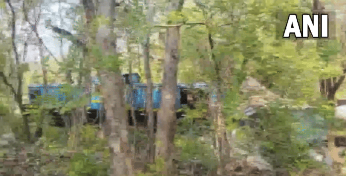 As many as five wagons of the goods train carrying limestone went off the tracks near Mendhapali in Bargarh district | Screengrab via Twitter/@ANI
