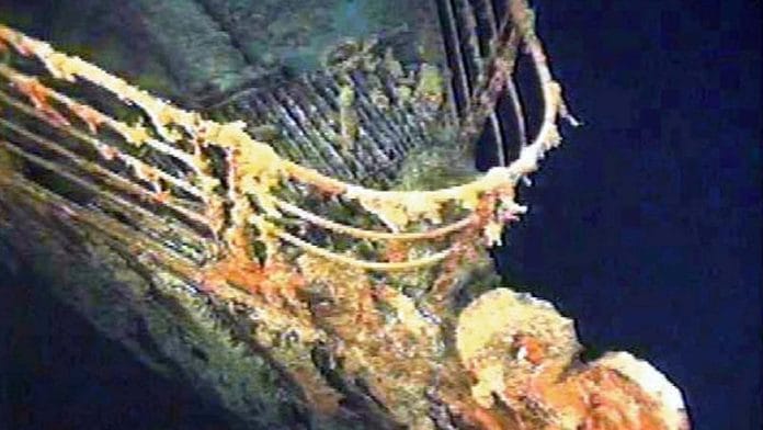 The port bow railing of the Titanic lies in 12,600 feet of water about 400 miles east of Nova Scotia as photographed earlier this month as part of a joint scientific and recovery expedition sponsored by the Discovery Channel and RMS Titantic/Reuters