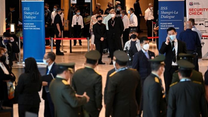 Security checkpoints are seen at the venue of the 19th Shangri-La Dialogue in Singapore/File Photo: Reuters