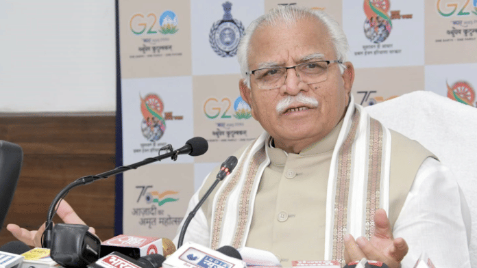 Haryana CM Manohar Lal Khattar speaks to media on the demand over MSP for sunflower seeds, in Chandigarh | By Special Arrangement