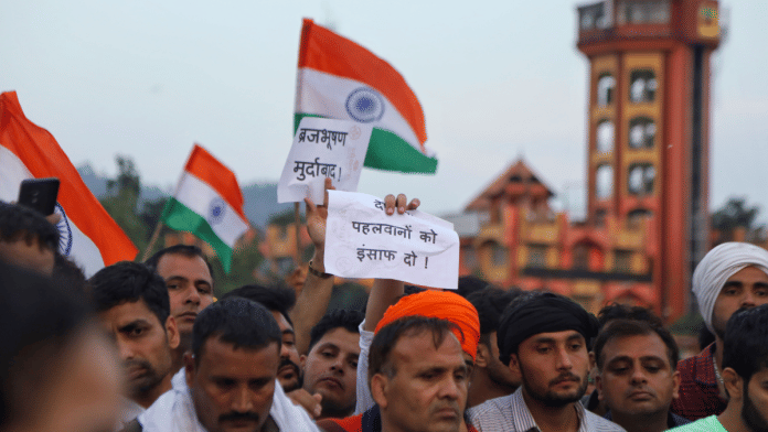 File photo of protests at Haridwar, where the protesting wrestlers had gone last month with the intention of immersing their medals in the Ganges | Manisha Mondal | ThePrint