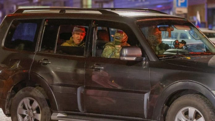 Wagner mercenary chief Yevgeny Prigozhin leaves the headquarters of the Southern Military District amid the group's pullout from the city of Rostov-on-Don, Russia, on June 24, 2023 | Reuters