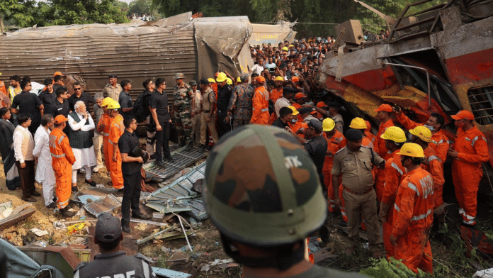 Prime Minister Narendra Modi at the site of train accident in Odisha's Balasore | ANI