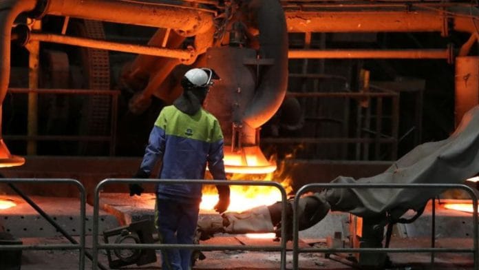 A worker is seen at the Tata Steel plant in Ijmuiden, Netherlands | Reuters/Yves Herman/file photo