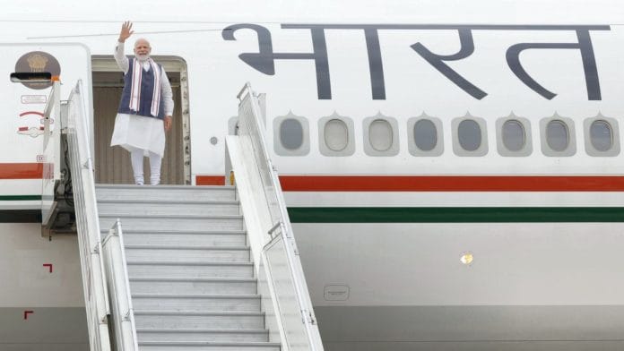 Prime Minister Narendra Modi emplanes for the US visit, in New Delhi | PTI photo
