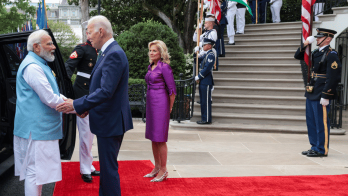PM Narendra Modi with US President Joe Biden at White House | Twitter | @narendramodi