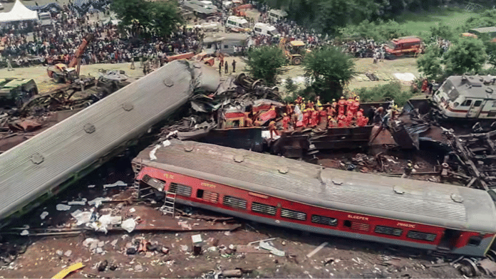 Aerial view of the train wreck in Balasore, Odisha | ANI