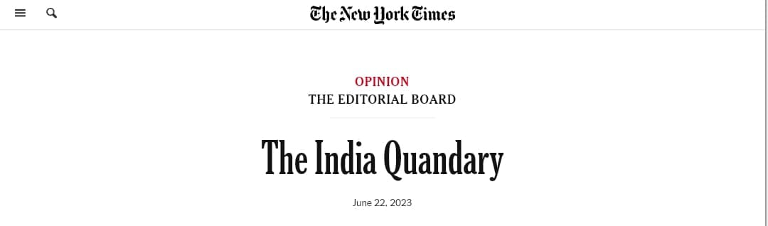 Screengrab of an opinion piece on Modi's US visit | Time