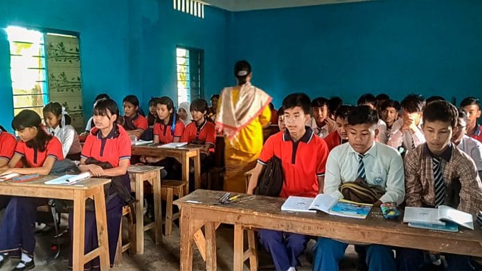 Students attend classes after months-long closure due to ongoing ethnic clashes in Manipur, on 5 July 2023 | PTI